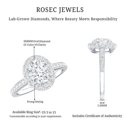 Certified 1.2 Carat Lab Grown Diamond Oval Shape Engagement Ring