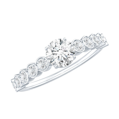 Round Brilliant Cut Lab Diamond Promise Ring with Side Stones