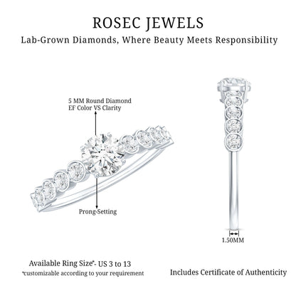 Round Brilliant Cut Lab Diamond Promise Ring with Side Stones