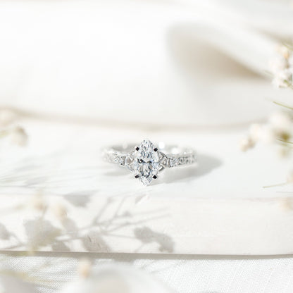 Lab Grown Diamond Marquise Engagement Ring with Celtic Knot Detail