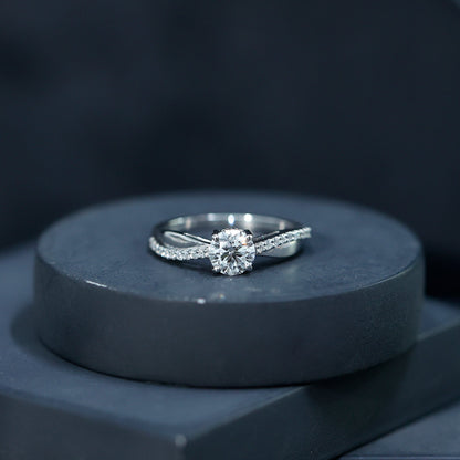 Certified Lab Grown Diamond Engagement Ring With Bypass Details