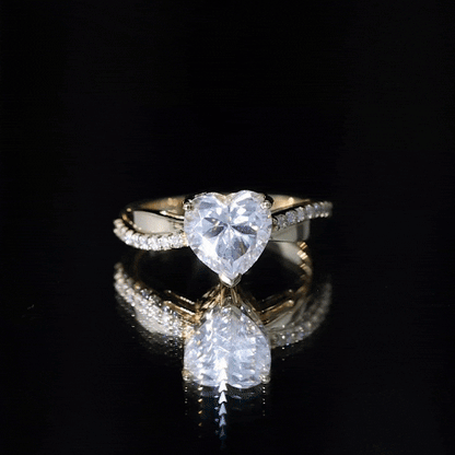 Lab Grown Diamond Heart Engagement Ring With Bypass Details