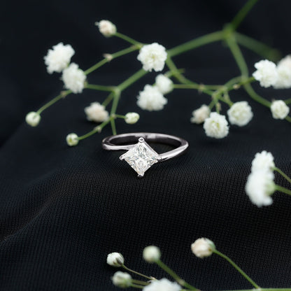 Princess Cut Lab Grown Diamond Bypass Engagement Ring for Women