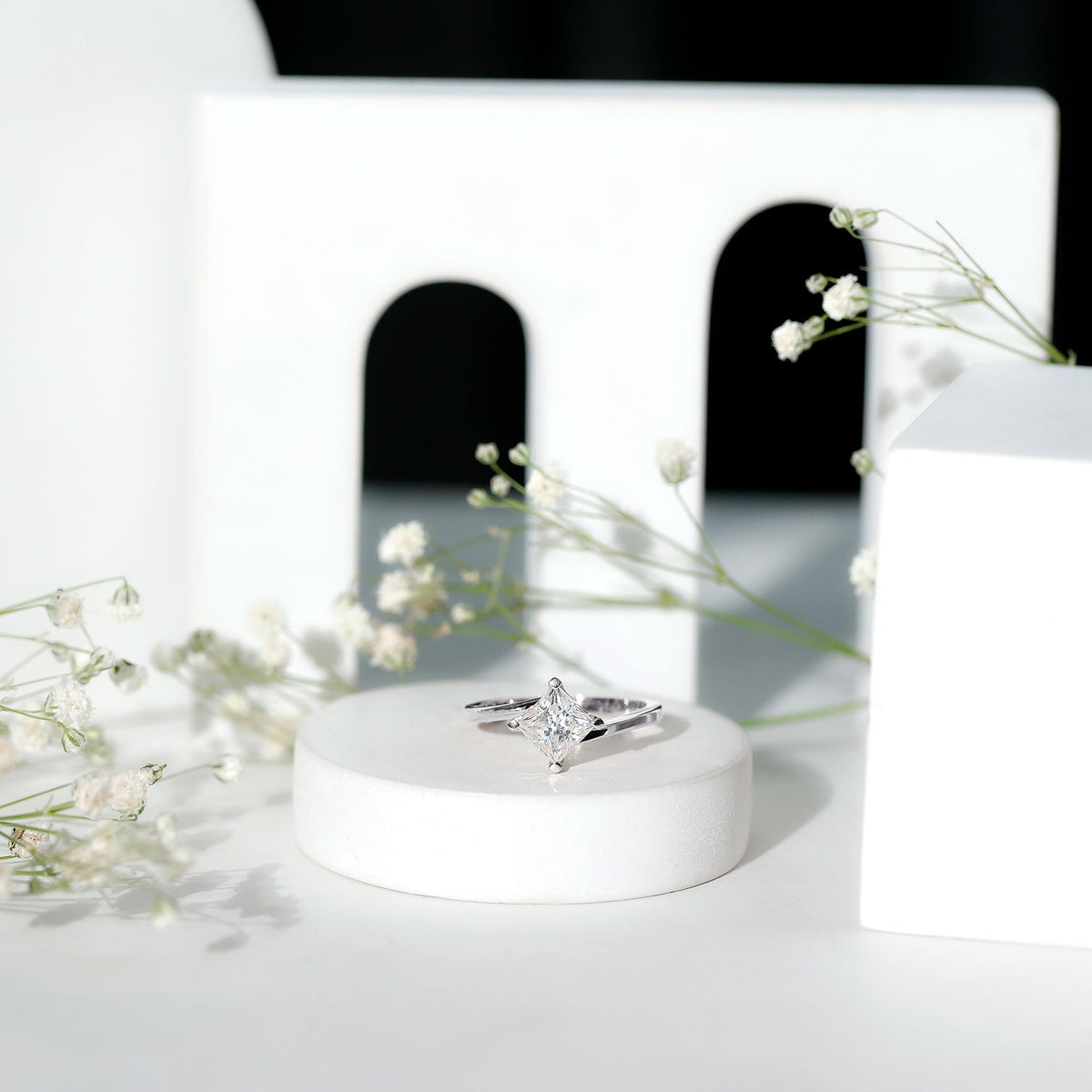 Princess Cut Lab Grown Diamond Bypass Engagement Ring for Women