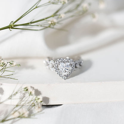 Vintage Inspired Lab Grown Diamond Heart Engagement Ring For Her