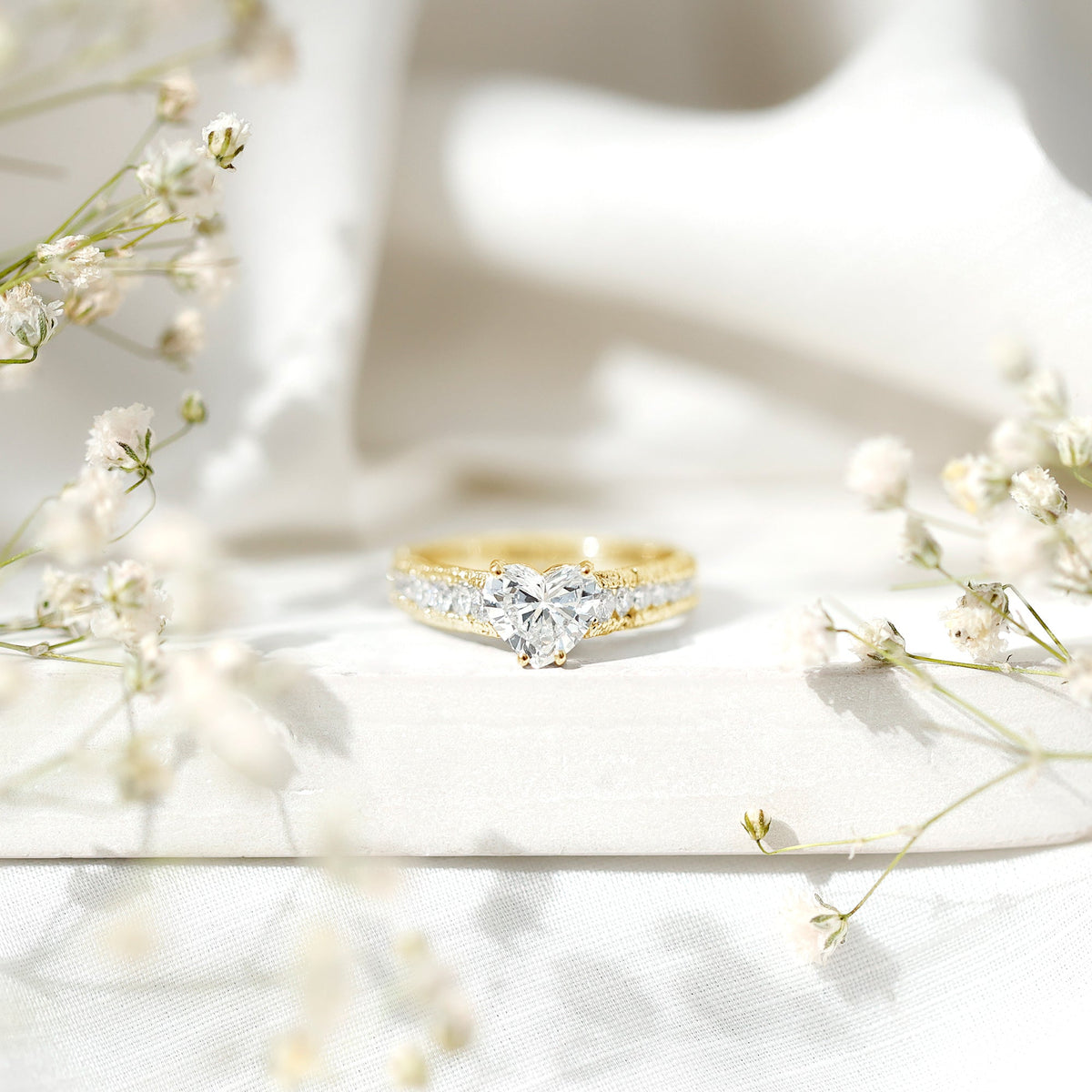 Heart Engagement Ring With Lab Grown Diamonds