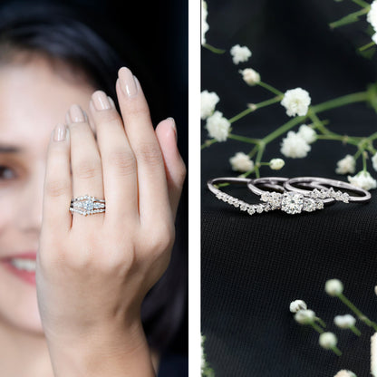 Lab Grown Diamond Trio Wedding Ring Set For Bride