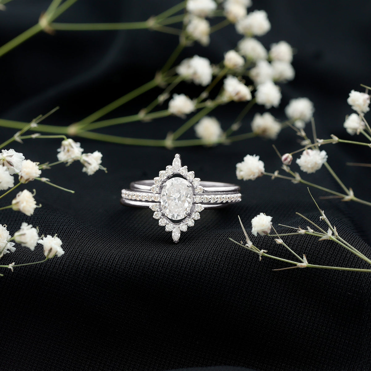 Certified 1.2 Carat Lab Grown Diamond Vintage Engagement Ring Set With 3 Pieces