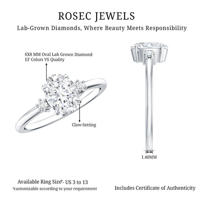 Certified 1 Carat Oval Lab Grown Diamond Engagement Ring for Women