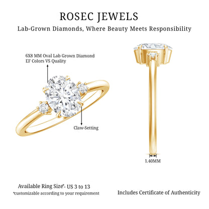 Certified 1 Carat Oval Lab Grown Diamond Engagement Ring for Women