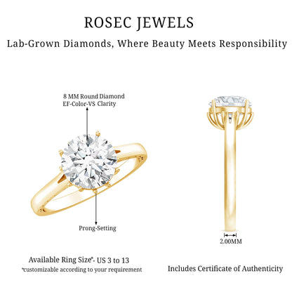 Lab Grown Diamond 2 Carat Round Engagement Ring With Certificate