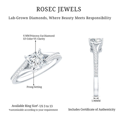 Princess Cut Engagement Ring for Women With Lab Created Diamond