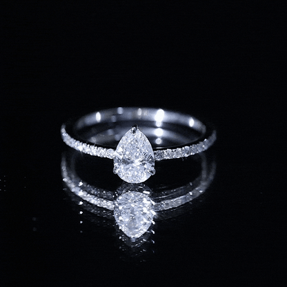 0.6 Carat Pear Cut Man Made Diamond Engagement Ring