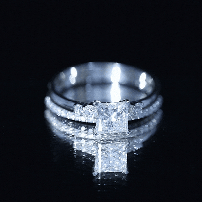 1.2 Carat Lab Grown Diamond Princess Cut Engagement Ring With Enhancer