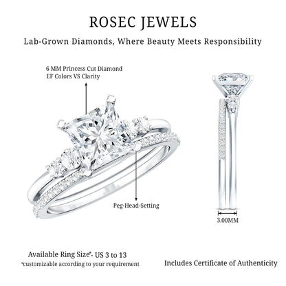 1.2 Carat Lab Grown Diamond Princess Cut Engagement Ring With Enhancer