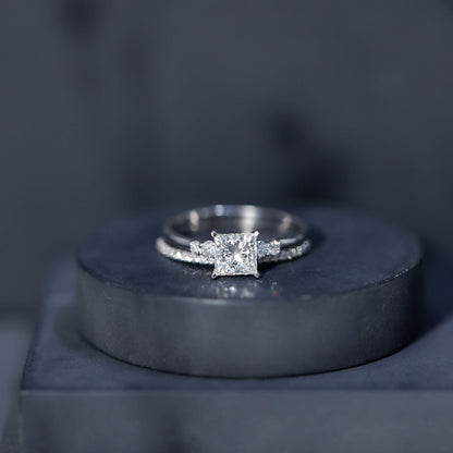 1.2 Carat Lab Grown Diamond Princess Cut Engagement Ring With Enhancer