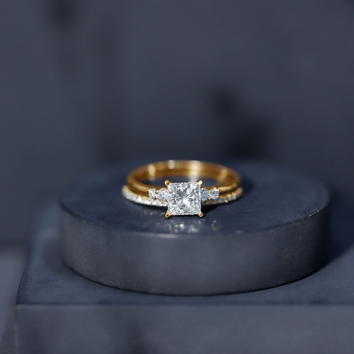 1.2 Carat Lab Grown Diamond Princess Cut Engagement Ring With Enhancer
