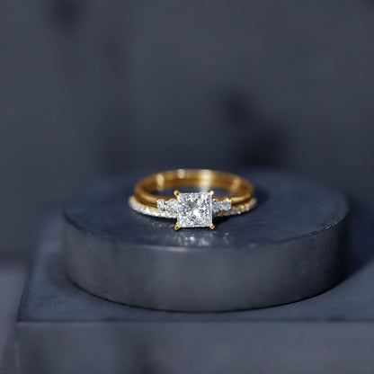 1.2 Carat Lab Grown Diamond Princess Cut Engagement Ring With Enhancer
