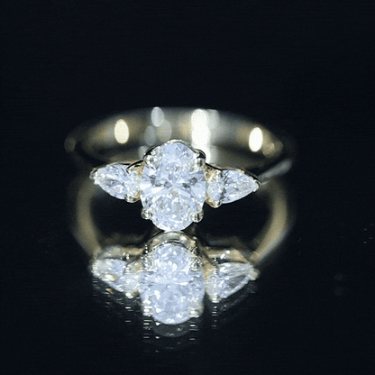 1 Carat Lab Grown Diamond Three Stone Engagement Ring with IGI Certificate