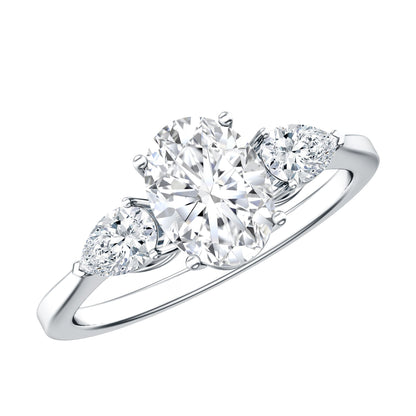 1 Carat Lab Grown Diamond Three Stone Engagement Ring with IGI Certificate