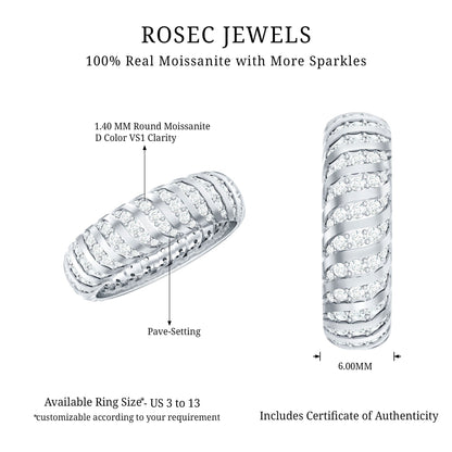 Pave Set Certified Moissanite Wedding Anniversary Band