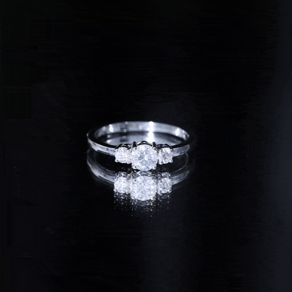 Certified Moissanite 3 Stone Engagement Ring
