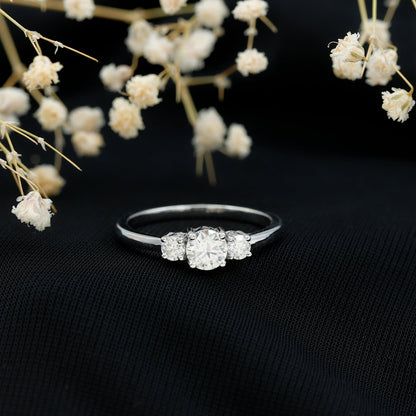 Certified Moissanite 3 Stone Engagement Ring