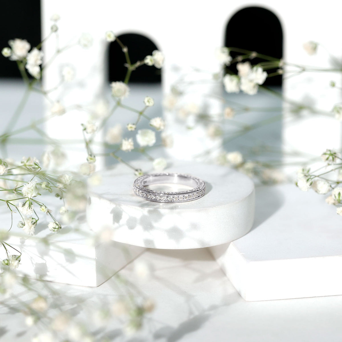 Round Cut Moissanite Full Eternity Wedding Band Ring