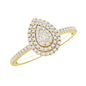 Double Halo Moissanite Teardrop Engagement Ring For Women