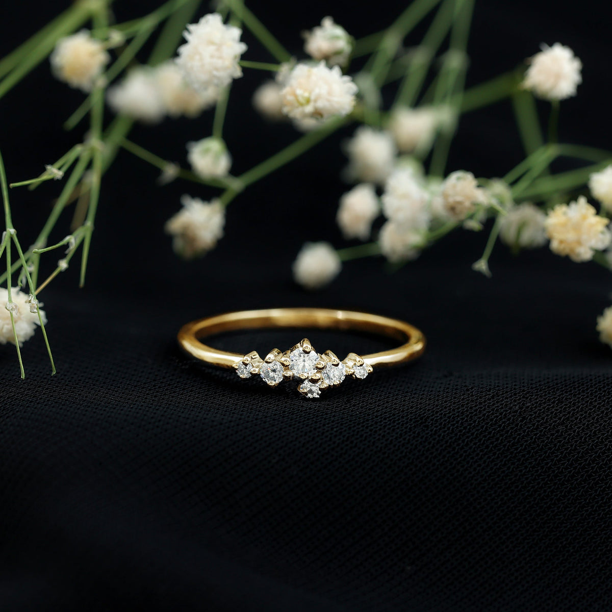 Certified Diamond Cluster Promise Ring in Prong Setting