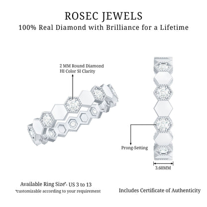 Certified Diamond Geometric Band Ring
