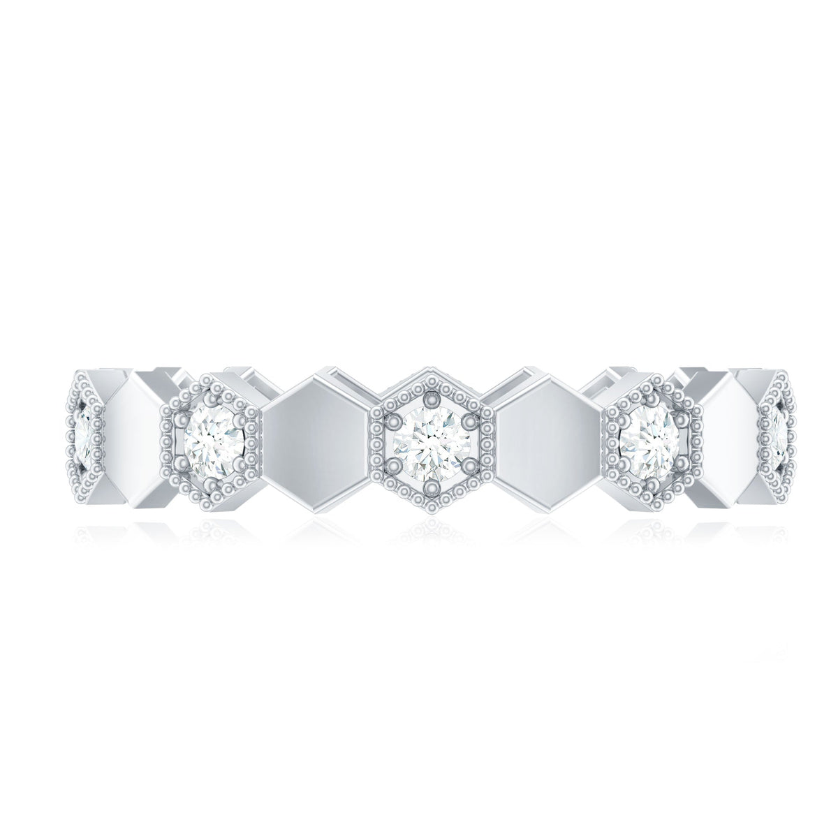 Certified Diamond Geometric Band Ring