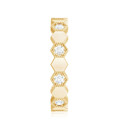 Certified Diamond Geometric Band Ring