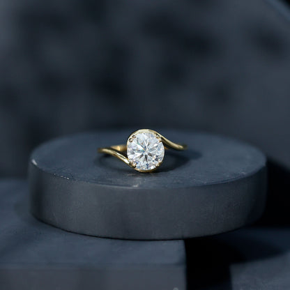 2 Carat Round Moissanite Bypass Engagement Ring