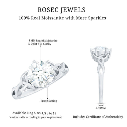 2 Carat Round Cut Moissanite Celtic Design Engagement Ring