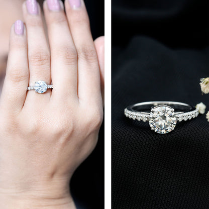 2 Carat Round Shape Moissanite Solitaire Engagement Ring with Certificate
