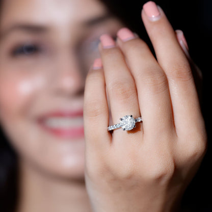 Certified 2 Carat Moissanite Solitaire Engagement Ring in Silver