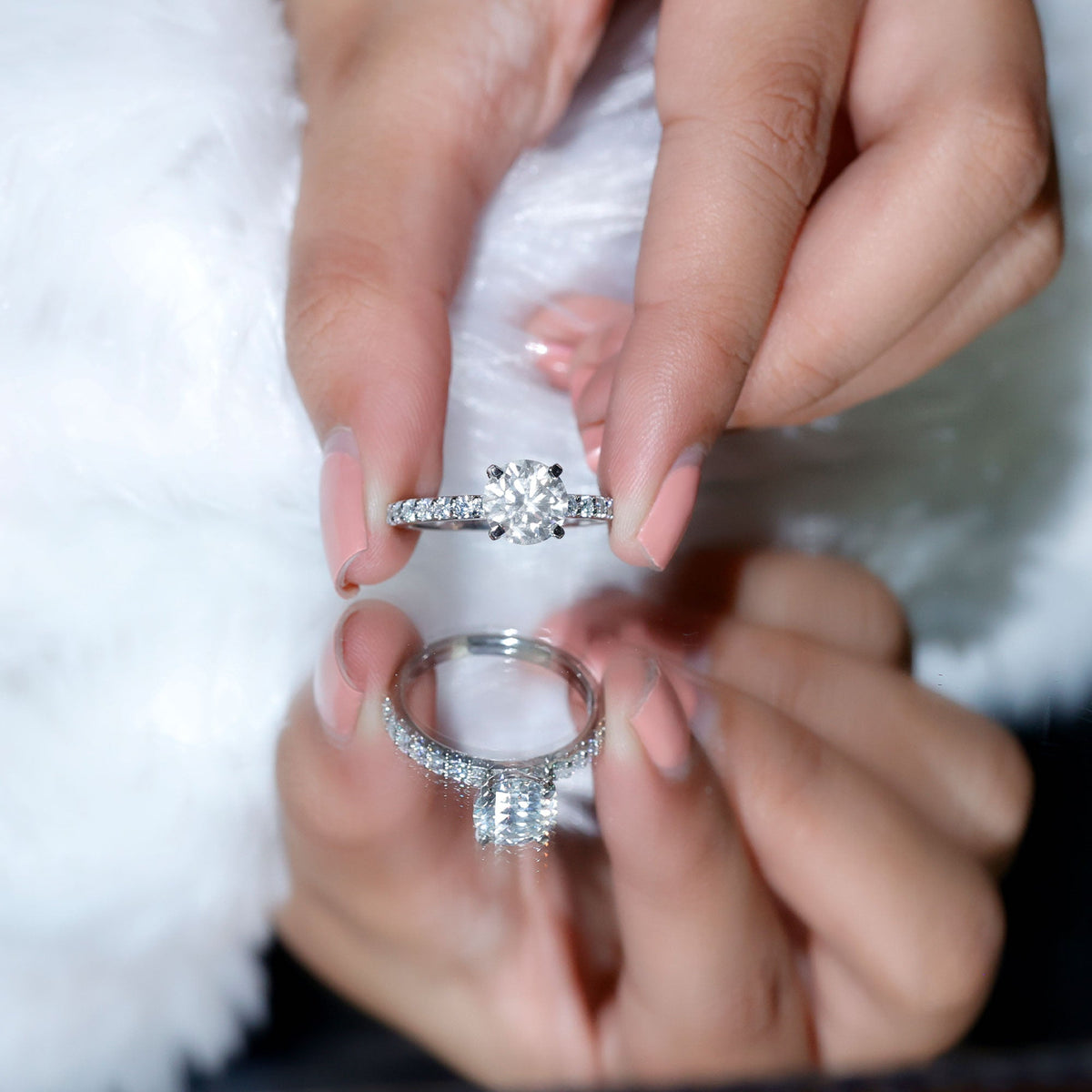 Certified 2 Carat Moissanite Solitaire Engagement Ring in Silver