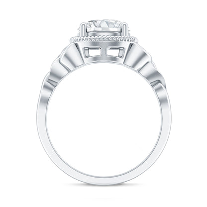 Brilliant Cut Moissanite Engagement Ring with Rope Frame