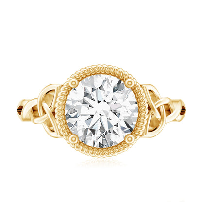 Brilliant Cut Moissanite Engagement Ring with Rope Frame