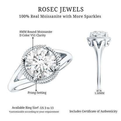 2 CT Round Moissanite Rope Band Engagement Ring
