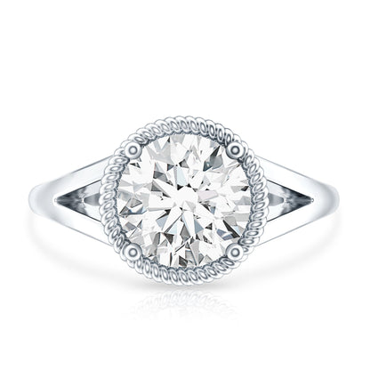 2 CT Round Moissanite Rope Band Engagement Ring