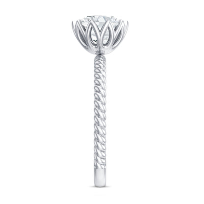2 CT Moissanite Engagement Ring with Twisted Rope Band