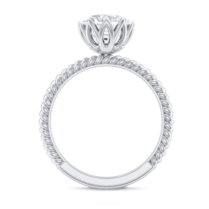 2 CT Moissanite Engagement Ring with Twisted Rope Band