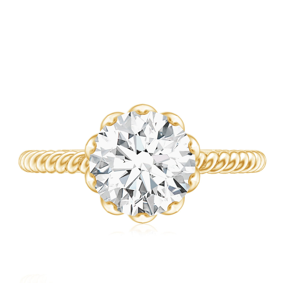 2 CT Moissanite Engagement Ring with Twisted Rope Band