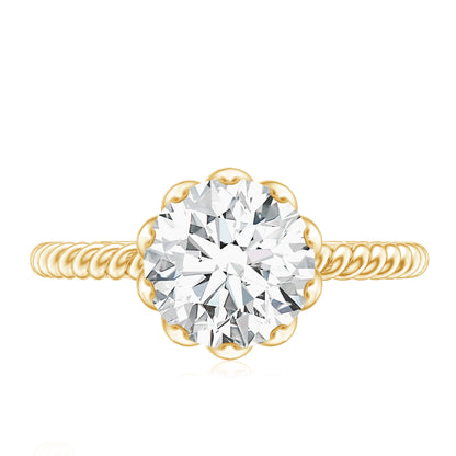 2 CT Moissanite Engagement Ring with Twisted Rope Band