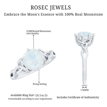Genuine Moonstone Celtic Engagement Ring for Women