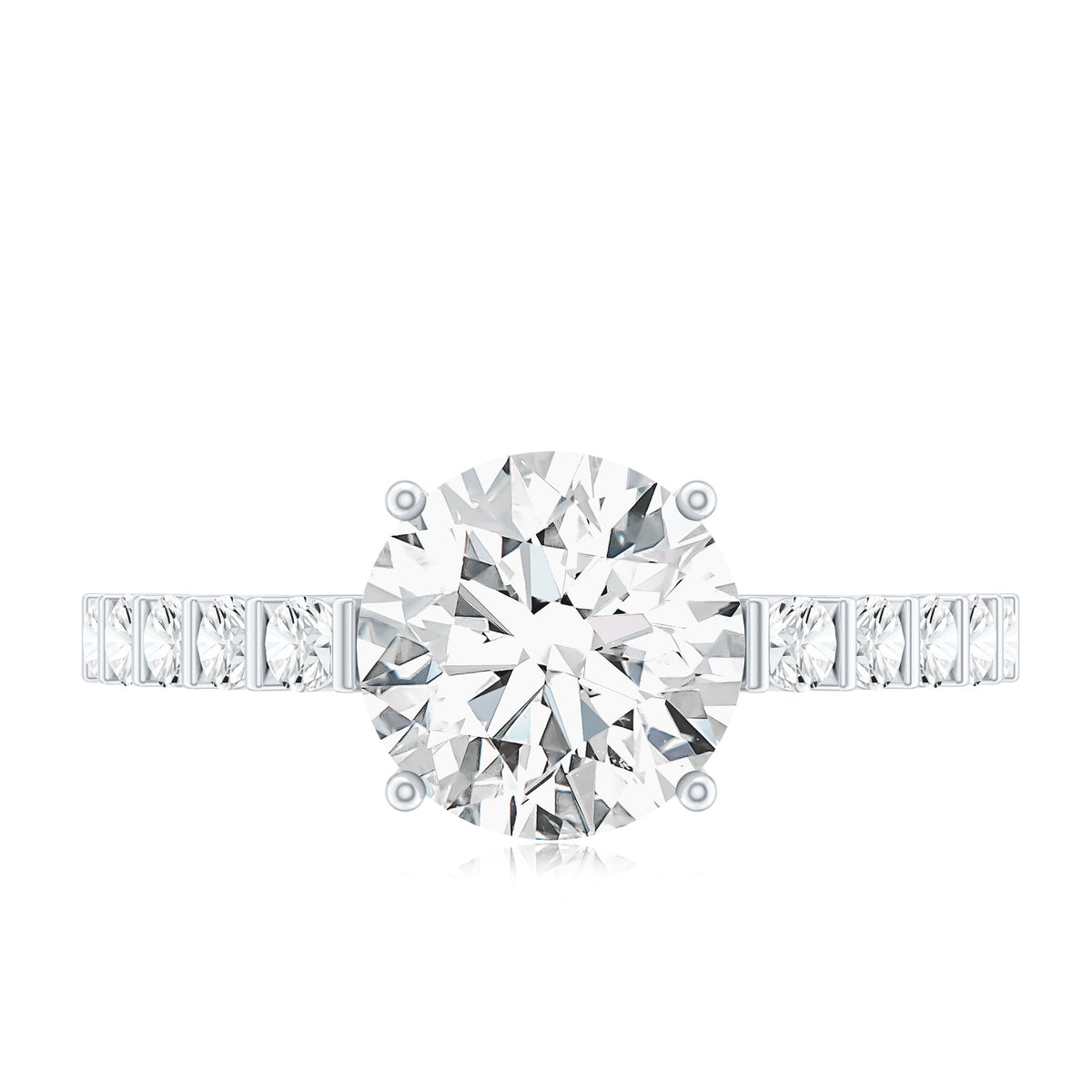 Solitaire Moissanite Engagement Ring with Side Stones