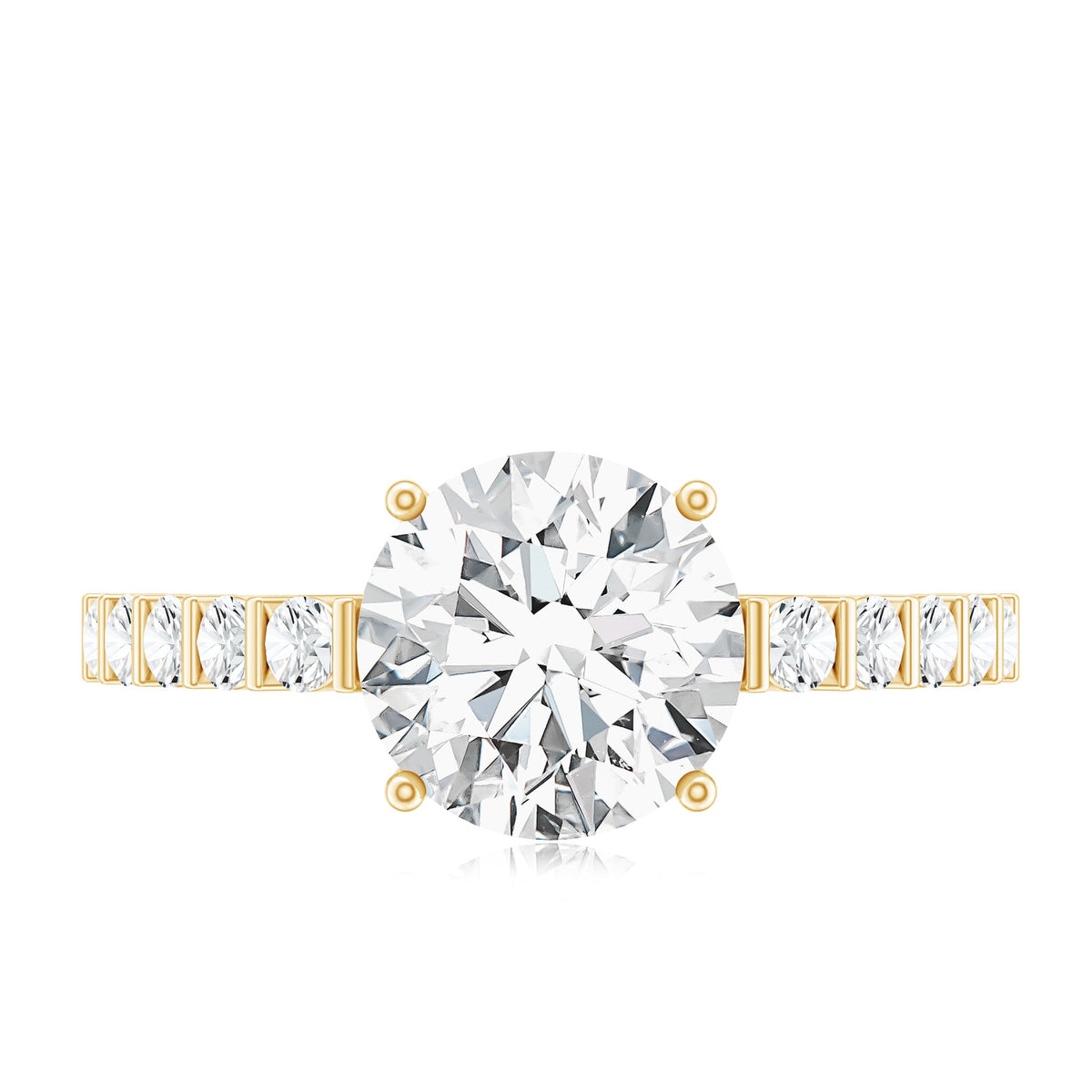 Solitaire Moissanite Engagement Ring with Side Stones