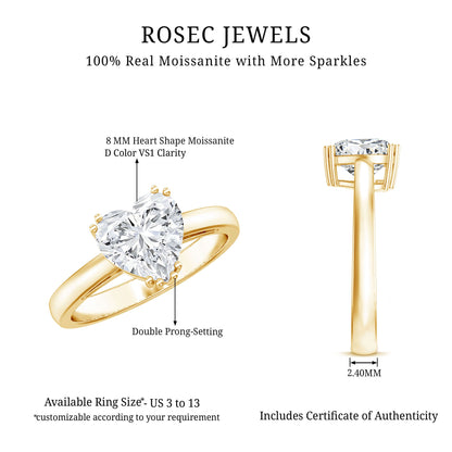 Certified Solitaire Moissanite Heart Engagement Ring For Women